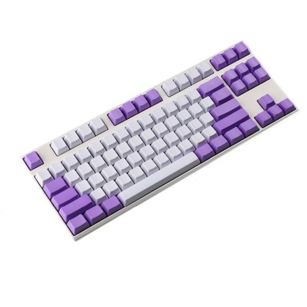 

keyboards oem profile ansi 61 87 104 key purple white thick pbt gk61 keycaps for mechanical keyboard gk61x gk61xs tkl keychron gk87 gk87s
