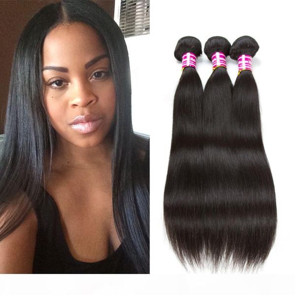 

grade 10a brazilian straight human hair bundles 100% unprocessed indian malaysian virgin wet and wavy human hair extensions natural color, Black