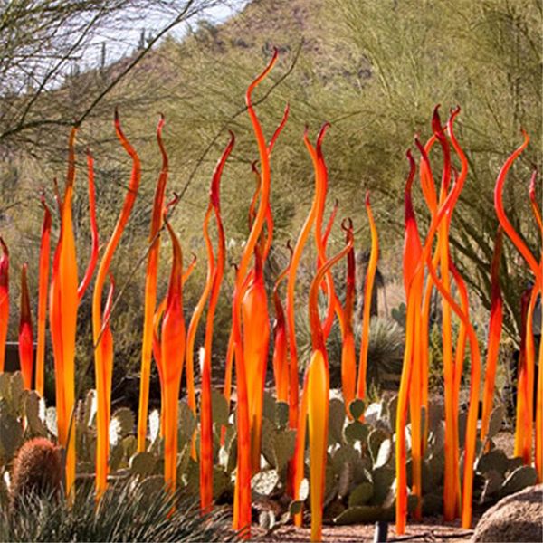 

murano glass reeds hand blown glass spear for garden decoration orange sculpture for outdoor l house