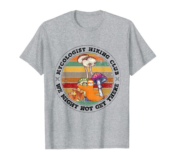 

mycologist hiking club we might not get there sloth t-shirt, White;black