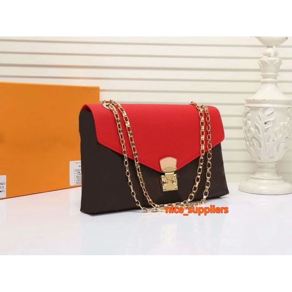 

genuine leather women's handbag gc#205 crossbody bags brand messenger chains bag 41200 purses, Red;black