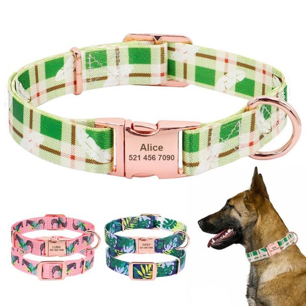 

dog collars & leashes customized collar nylon dogs personalized nameplate id tag adjustable pet for small medium large