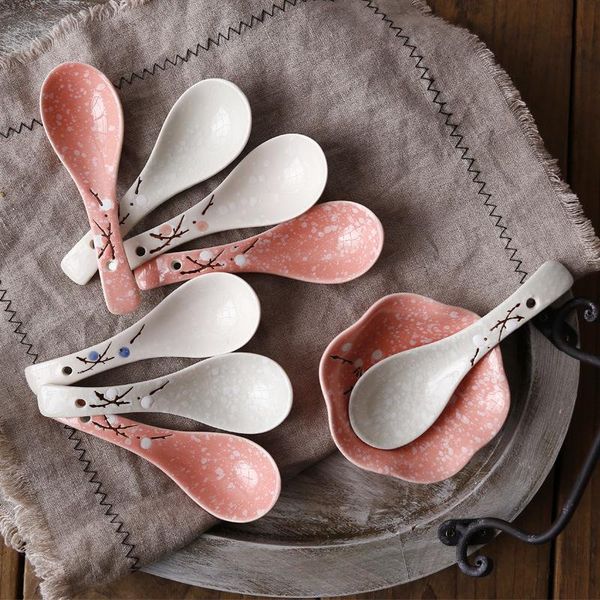 

spoons snowflake powder small tablespoon japanese soup spoon glazed under color ceramic el home restaurant scoop