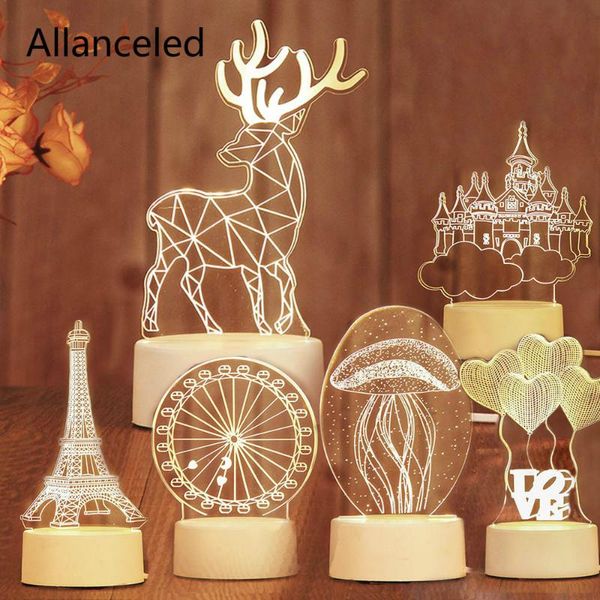 

3d plate led lamp creative usb 3d led night lights novelty illusion night lamp illusion table for home decorative