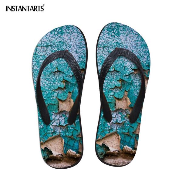 

slippers instantarts flats for ladies women casual beach home flip flops 3d print bathroom sandals flat light comfy shoes, Black