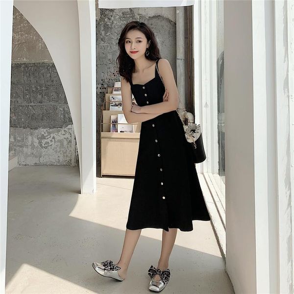 

casual dresses cmaz for women summer 2021 korean style, Black;gray