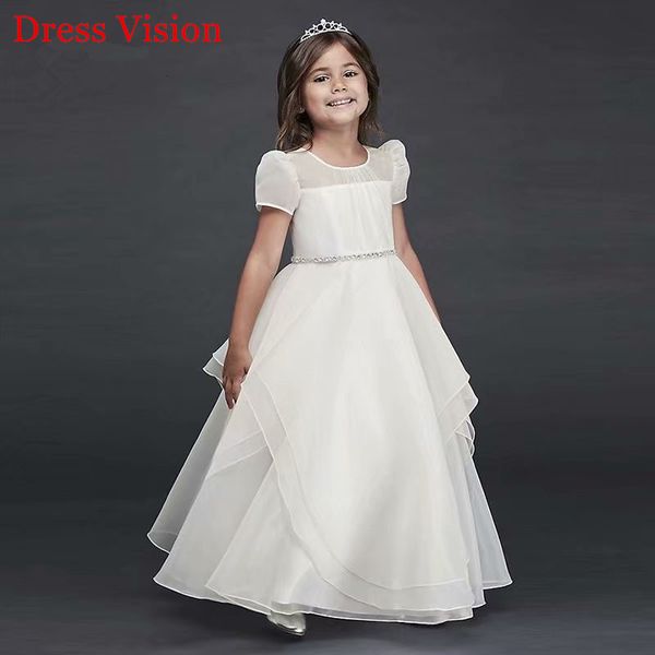 

2021 elegant chiffon tiered flower girls es first holy communion pageant party gown princess 1e1u, White;blue