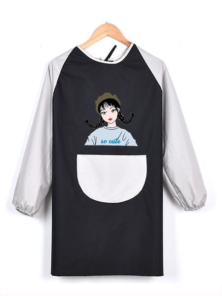 

cute japanese apron long sleeve home kitchen waterproof and oil proof