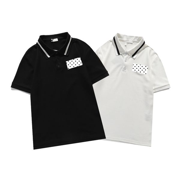 

2021 mens women polo shirt black and white fashion luxury men's polos cotton customize logo print embroidery clothing, White;black