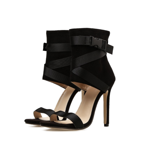 

dress shoes women's spring and autumn fashion comfortable fish mouth cross belt with thin super high heel sandals a009, Black