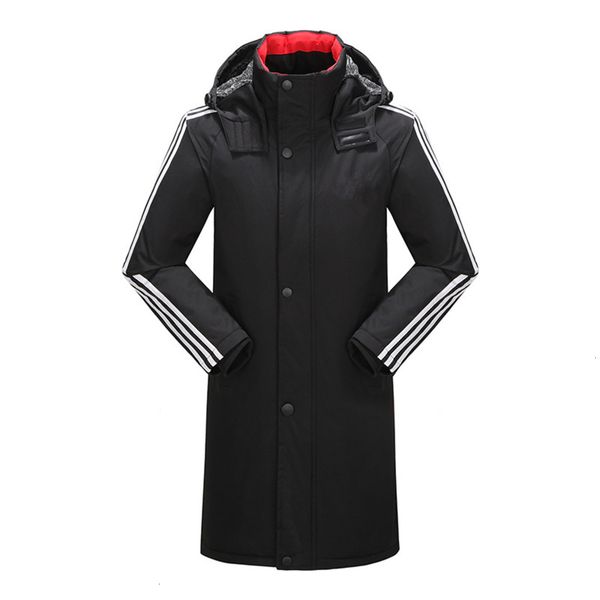 

lengthened winter cotton padded jacket men's mid long coat winter thickened youth cotton padded jacket over knee down cotton padded coa, Black