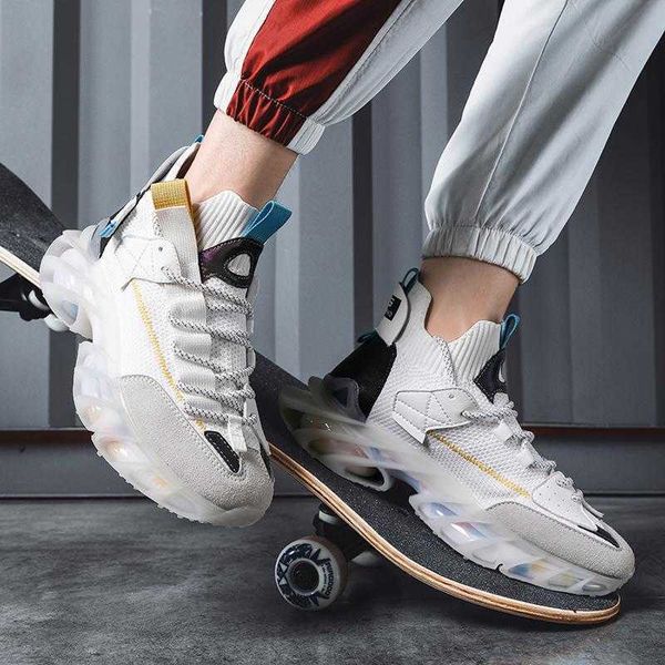 

word of mouth shoe factory 2021 autumn guochao high raised flying woven leather leisure reflective trend korean men's sho