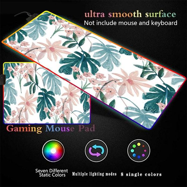 

mouse pads & wrist rests banana leaf gaming pad rgb large usb led lighting backlight rainbow computer rubber keyboard desk