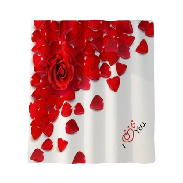 

12 hook 71 x 71 inch shower curtain valentine's day red rose petal waterproof polyester shower curtain bathroom accessories