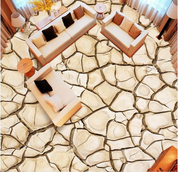 

wallpapers 3d bathroom wallpaper waterproof floor crack dry for home decoration