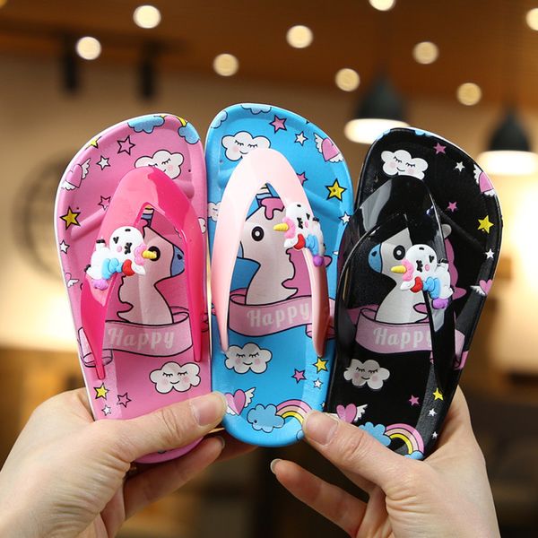 

baby shoes unicorn slippers girls cartoon outdoor flip flops toddler home summer boy casual beach kids shoes zapatillas de casa, Black;red
