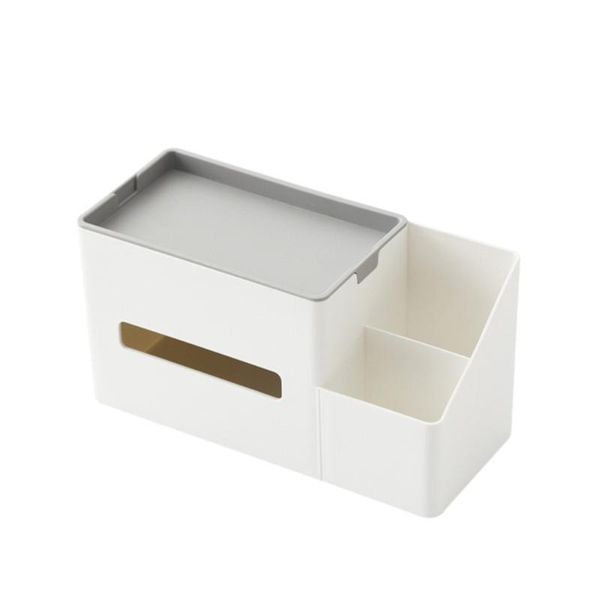 

tissue boxes & napkins multifunctional deskorganizer paper box sundries storage holder container for home living room (grey)