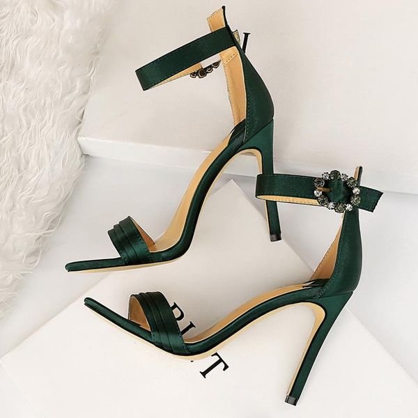 

sandals crystal women satin 11cm high heels fetish silk gladiator summer shoes open toe green platform blue sandles, Black