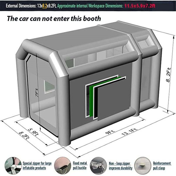 Mini estande inflável da pintura com ventiladores 4x2.5x2.5m Cabines profissionais do pulverizador portátil da pintura do carro para a garagem do carro