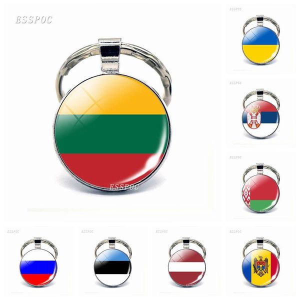 

keychains eastern european countries flag keychain russia ukraine belarus lithuania estonia latvia moldova key chain gift for friends, Silver