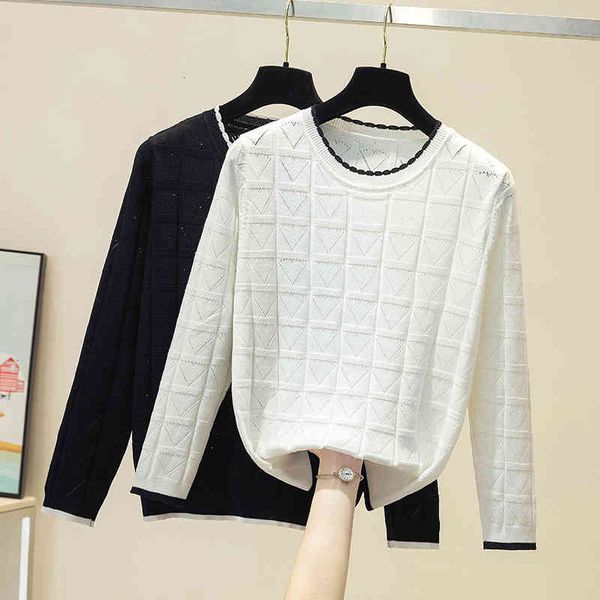 

women's sweaters white female black knit sweater korean fashion hollow out autumn casual clothes long sleeve pull femme tb3l, White;black