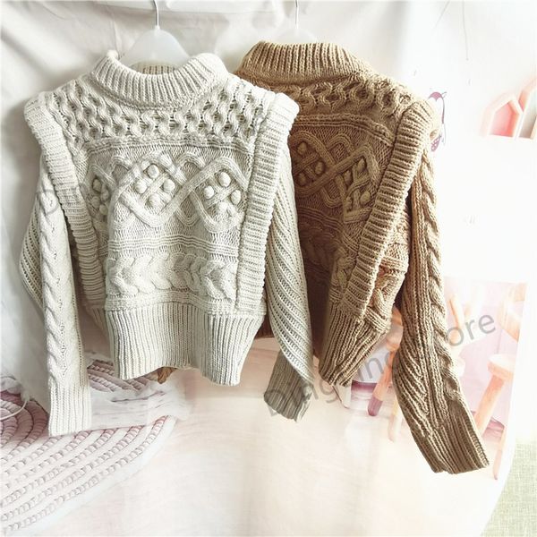 

women's solid color knitted sweater o-neck twist weave fake two wool autumn and winter new cuteknitwear pull 0wqo, White;black