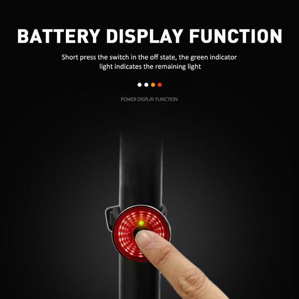 

bicycle intelligent sensor brake lights cycling bike taillight usb charging mtb road waterproof rear light