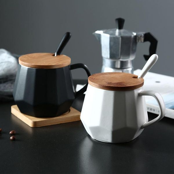 

mugs ceramic cup nordic style simple mark with lid spoon coffee men and women office couple pair travel mug