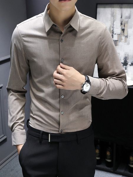 

men striped print button front shirt o2ui#, White;black