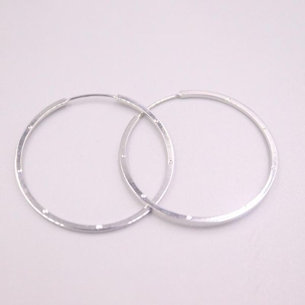 

hoop & huggie real pure 18k white gold earrings carved small dots men woman gift 3.6g, Golden;silver