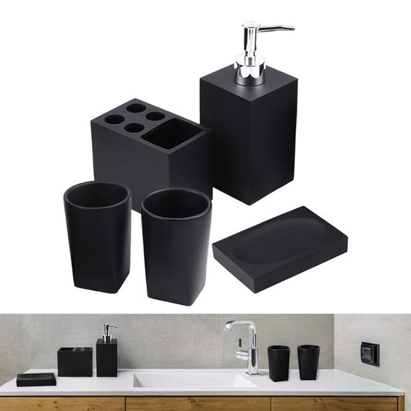 

bath accessory set bathroom sink accessories marble look resin restroom apartment soap dispenser toothbrush holder decor 5pcs