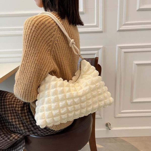 

evening bags simple design lattice hobos shoulder women soft winter ladies clutch purse handbag lady fashion female white underarm bag