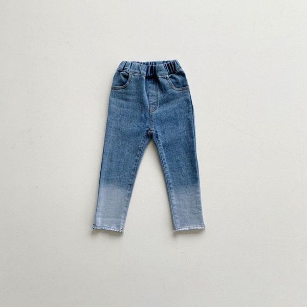

jeans milancel 2021 spring girls kids denim solid casual pants, Blue