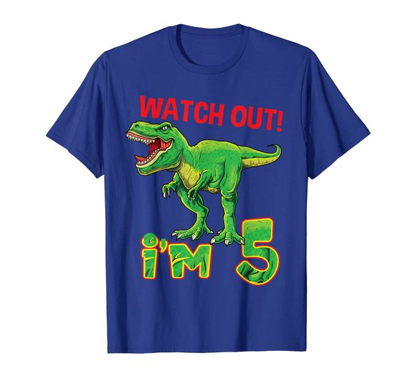 

dinosaur 5th birthday shirt fifth b day boy t rex gift tee, White;black