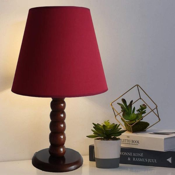 

decorative design wooden lampshade table lamp burgundy tapered header coffee body