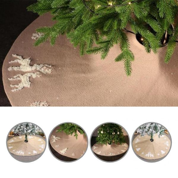 

christmas decorations long lasting beige color 3d embroidered elk xmas tree pad for bedroom
