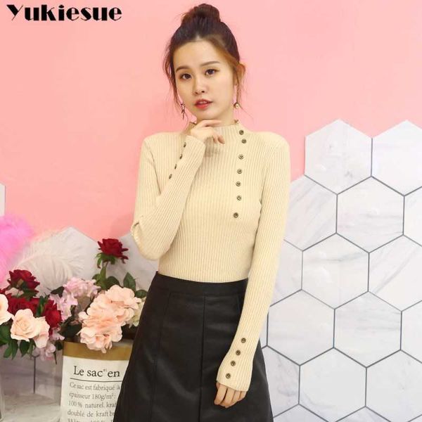 

sweater woman winter women's turtleneck skinny shirt ladies pullover s for women plus size 210608, White;black