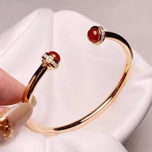 

luxury quality opened bracelet with diamond and malachite red agate for women wedding jewelry gift in 18k rose gold plated women party wedd, Black