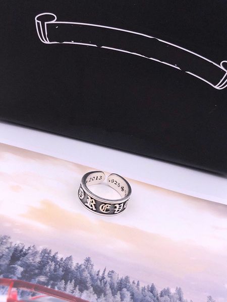 

standard s925 croquet cross flower ring men's and women's rings hip hop fashion, Silver