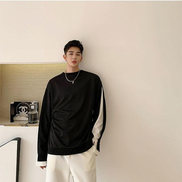 

men's hoodies & sweatshirts spring and autumn vacation two-piece sweater men's loose retro hong kong style personalized design spli, Black