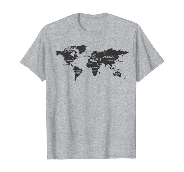 

International Alcohol Map Drinking Around the World T-Shirt, Mainly pictures