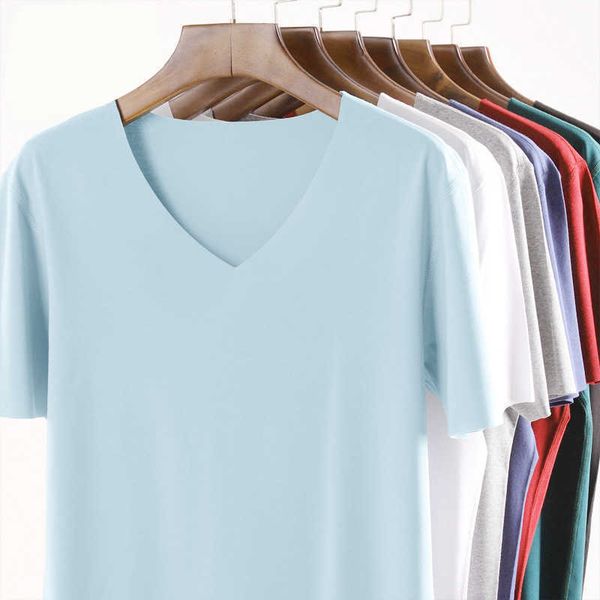 

men's short summer sleeve ice silk quick drying t-shirt cut pure black and white casual slim bottomed shirt, White;black