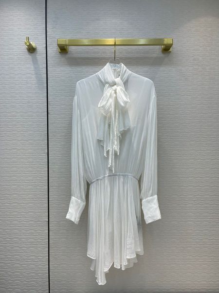 

bras sets elegant white dress for women fashion lace up collar long sleeve high-end brand 3d cut high waist big hem pleated es ereq, Red;black