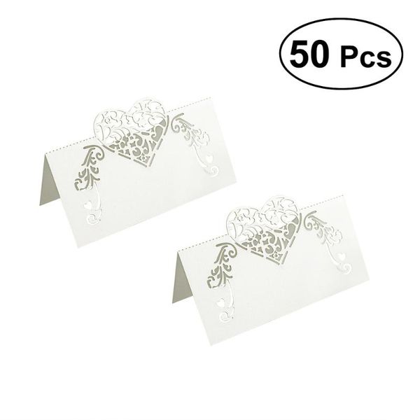

50pcs cut heart shape table name place wedding party decoration favor (white)