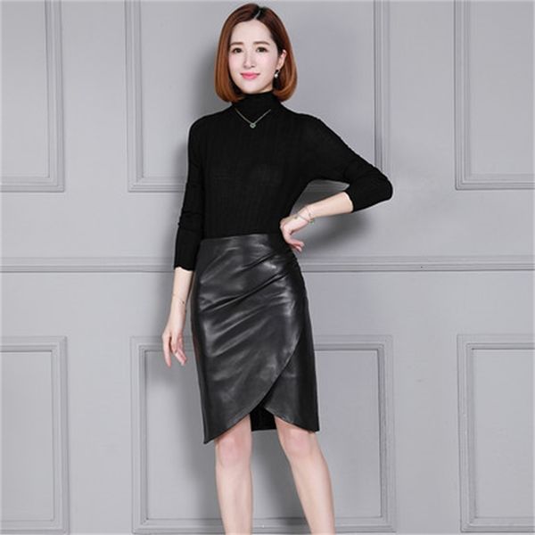 

new fashion genuine sheep hide k59 skirt 53nz, Black