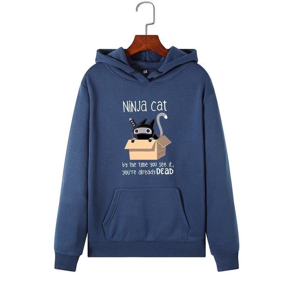 

singrain women ninja cat hoodie harajuku plus size creative cartoon hooded pullover sweatshirt casual funny koya print polerones, Black