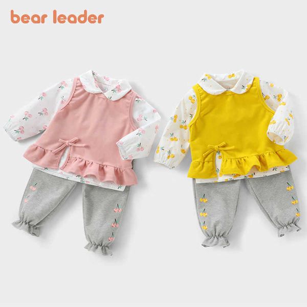 

bear leader baby girls spring clothes sets autumn born causal floral pants outfits 3pcs toddler girl fall clothes 210708, White