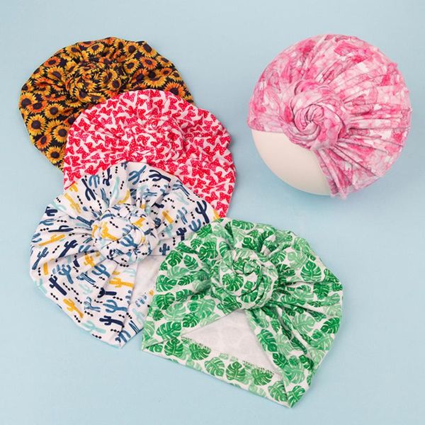 

caps & hats 2pcs/set parent-child hat spring autumn kids infant beanie cap turban knot leopard print mom baby girl boy bonnet head wraps, Yellow