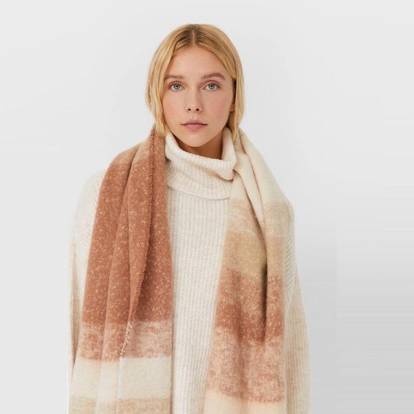 

scarves a striped long-colored scarf lady's autumn and winter ins warm long-purpose shawl, Blue;gray