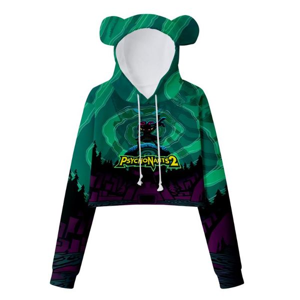

women's hoodies & sweatshirts wamni psychonauts 2 bear ear hoodie simple style cosplay sweatshirt fashion pullover girls womens, Black